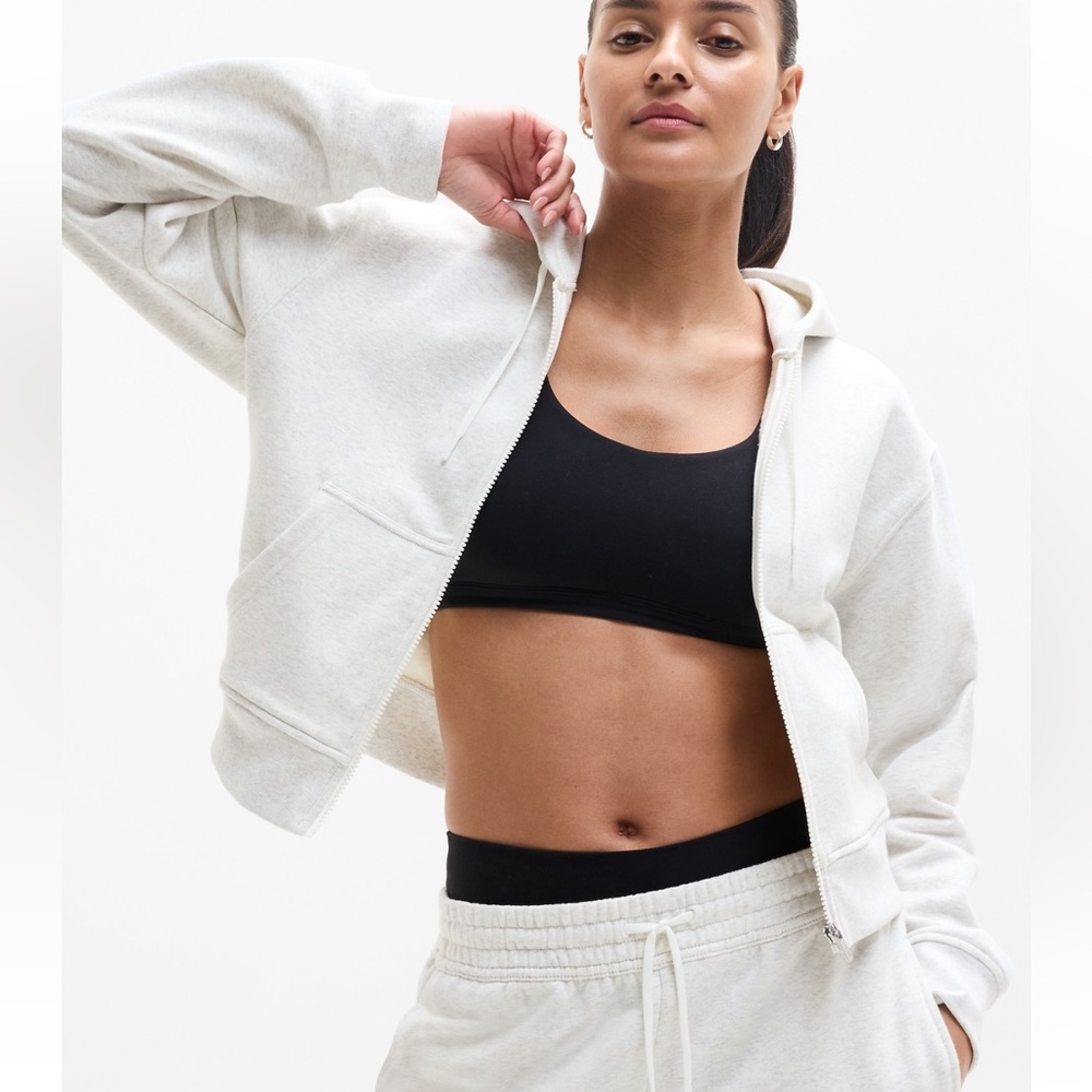 Athleta Cream Hoodie Jacket